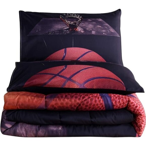 NEW‎ Basketball Twin Bedding Set Included Comforter Quilt and Sheets - Picture 1 of 11
